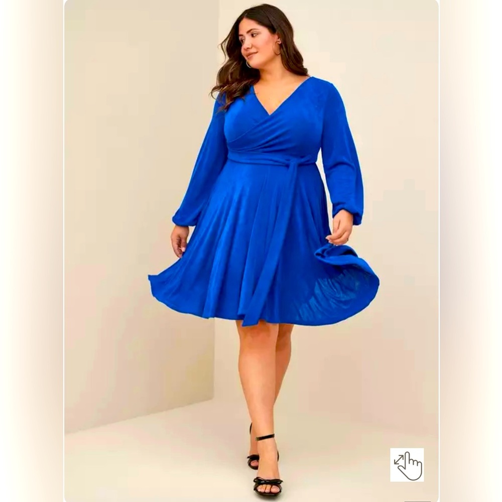 Surplice Skater Dress - Studio Knit Blue